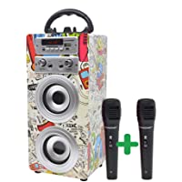 Los mejores  - DYNASONIC - Altavoz Bluetooth Portatil Karaoke con Micrófonos Incluidos | Lector USB y SD- Radio FM Modelo 025 (2…